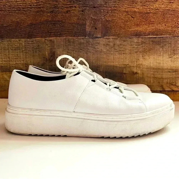 EILEEN FISHER Prescot Platform Sneaker Sz 8.5 In Snow Leather - Picture 3 of 7